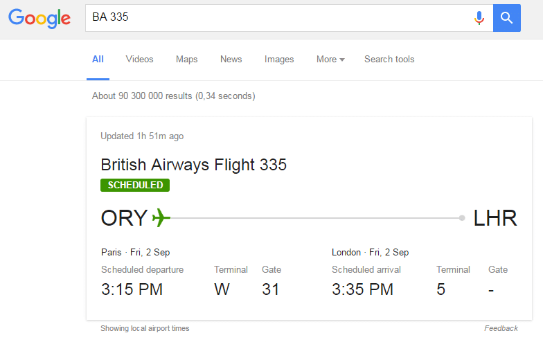 Google Flight Schedule with map