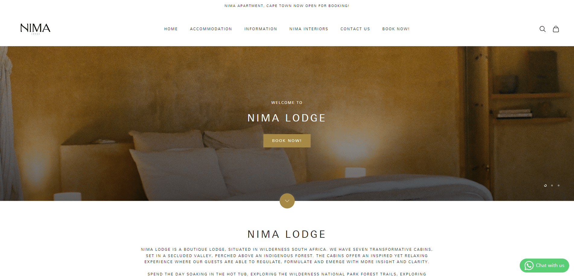 Nima Lodge Website Homepage